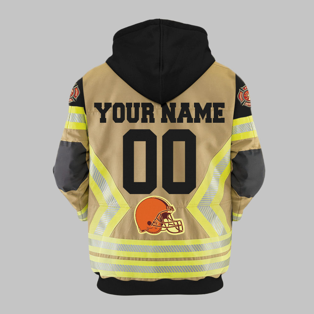 Premium NFL CLE Firefighter Zip Hoodie V1 NMD TTV