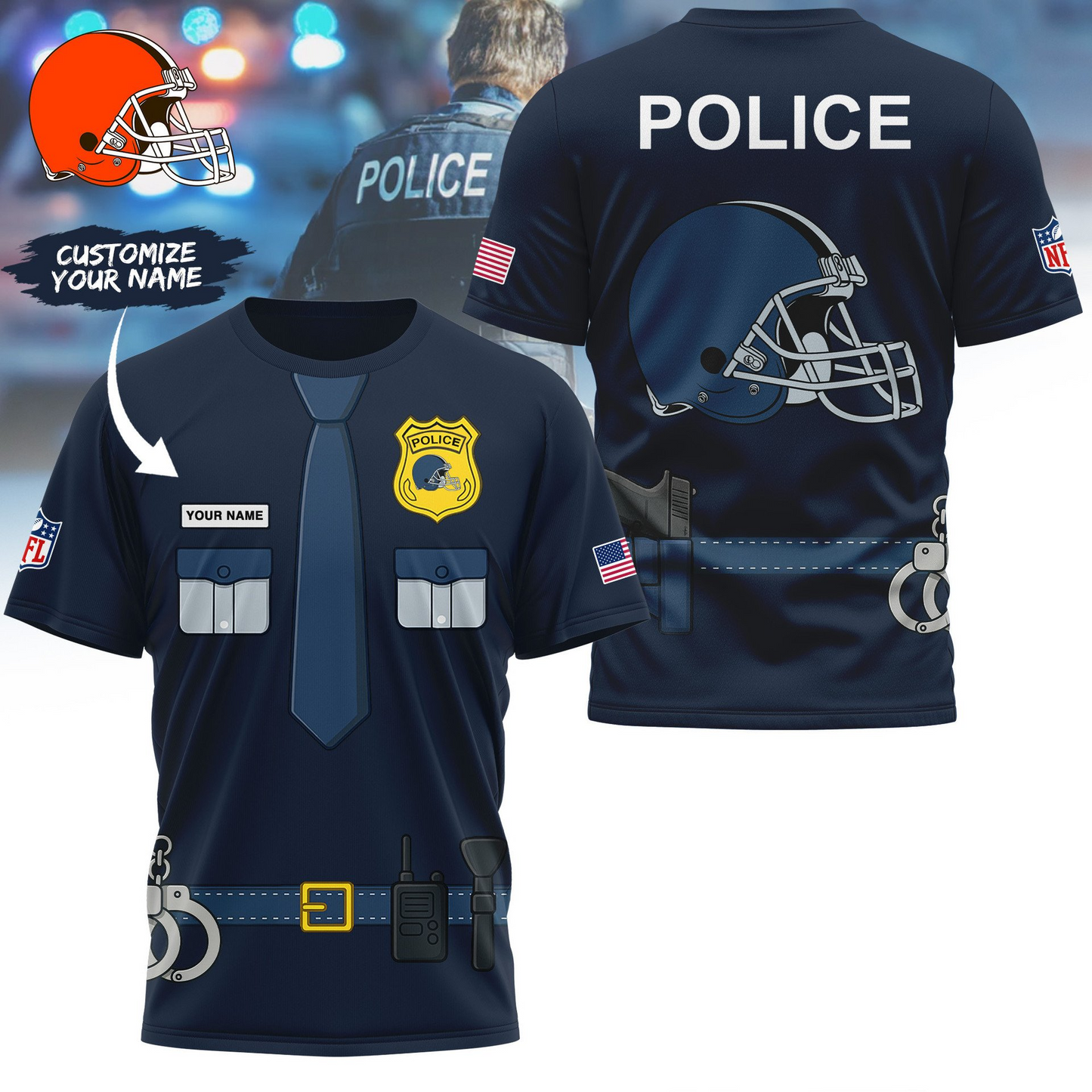 Premium NFL CLE Police Office Costume Shirt V1 NMD TTV