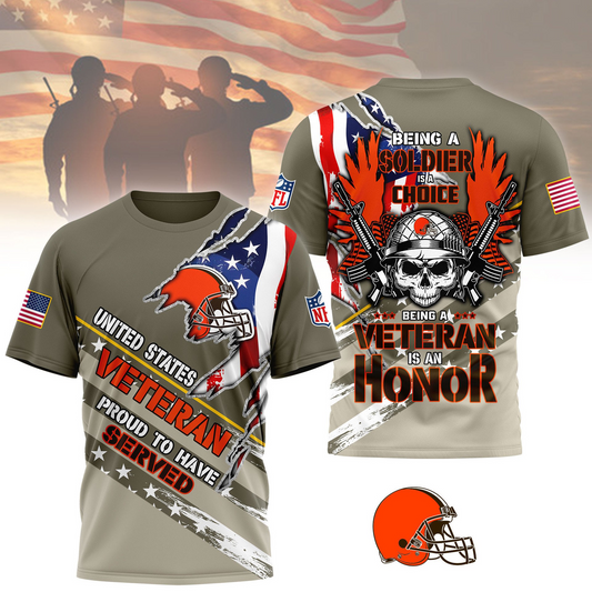 Premium NFL CLE Proud U.S. Veteran T-shirt V1 NMD TTV