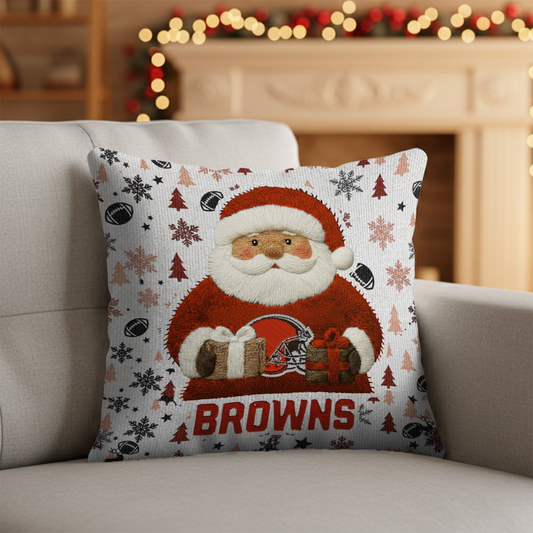 Premium NFL CLE Santa Christmas Pillow V1 NMD TTV
