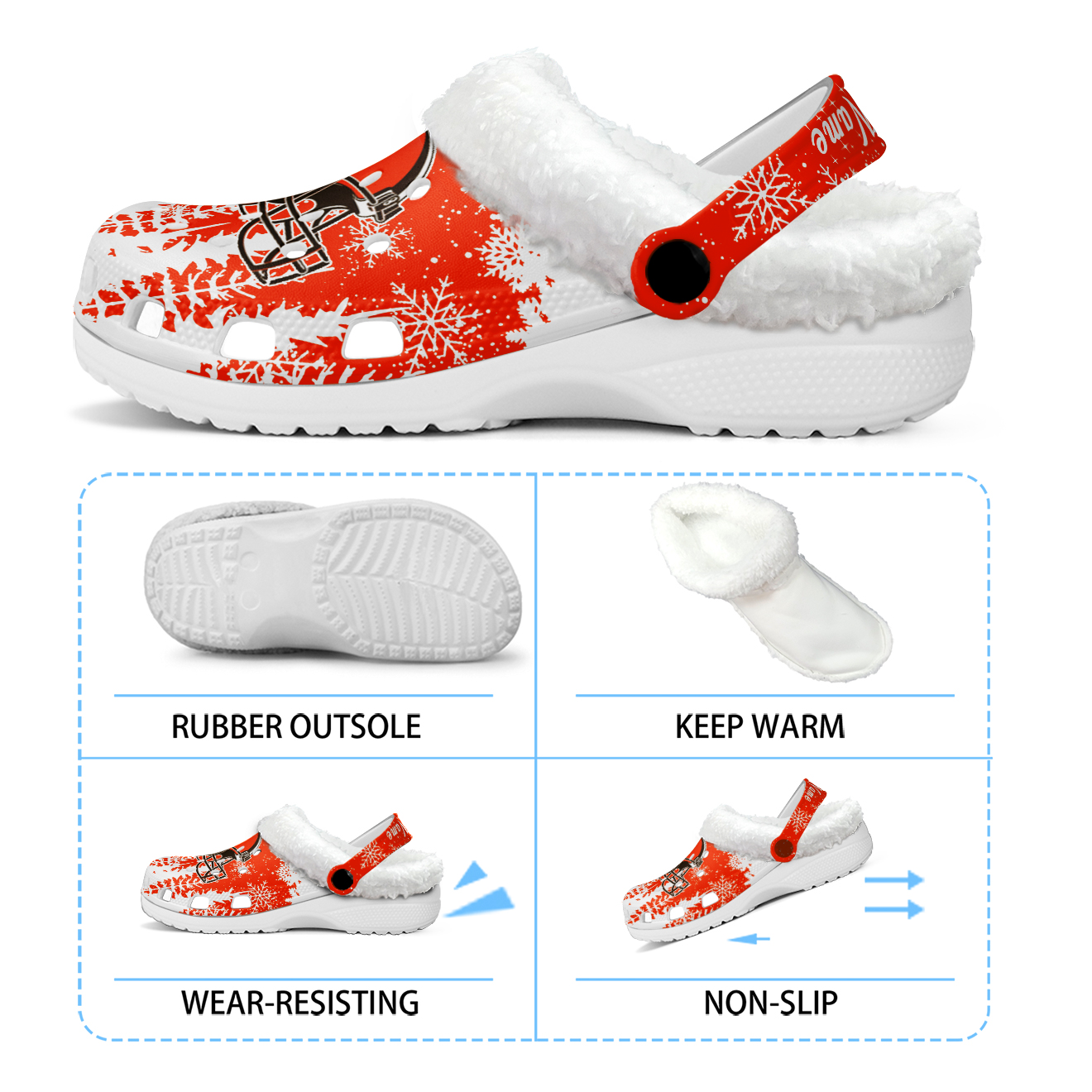 Premium NFL CLE Winter Fleece Clogs V1 NMD TTV