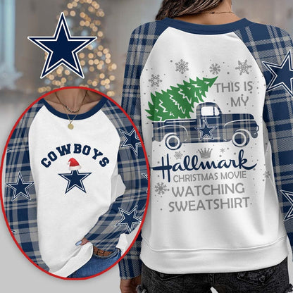 Premium NFL DAL Cozy Round Neck Raglan Sleeve Sweatshirt V1 NMD NHM