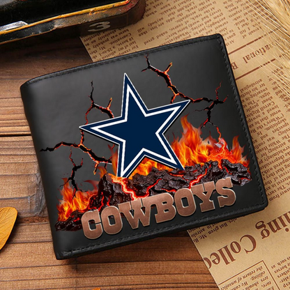 Premium NFL DAL Cracked Fire Leather Wallet V1 NMD TTV