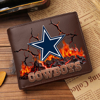 Premium NFL DAL Cracked Fire Leather Wallet V1 NMD TTV