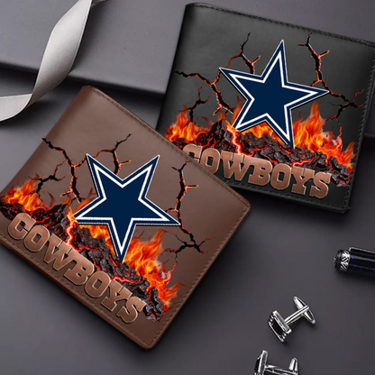 Premium NFL DAL Cracked Fire Leather Wallet V1 NMD TTV