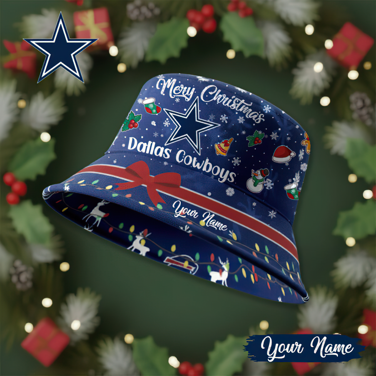Premium NFL DAL Merry Christmas Bucket Hat V1 NMD TTV