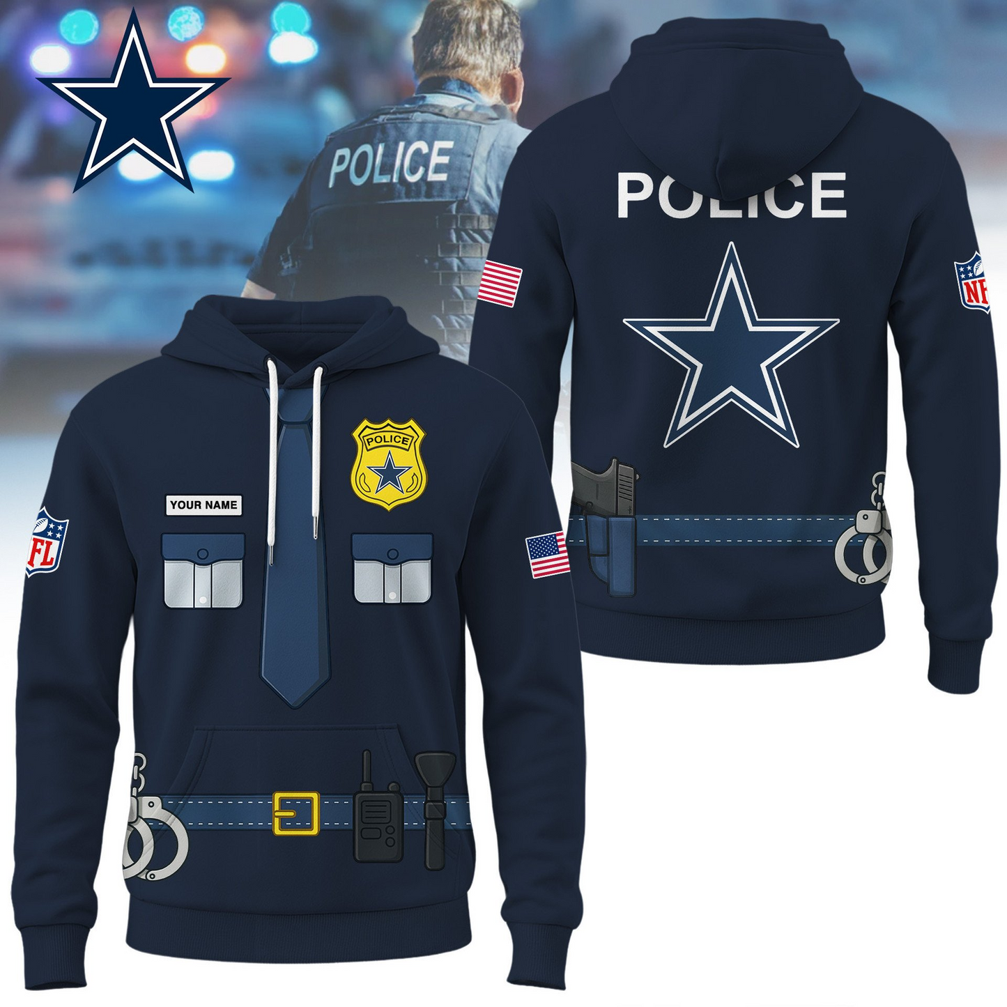 Premium NFL DAL Police Office Costume Shirt V1 NMD TTV