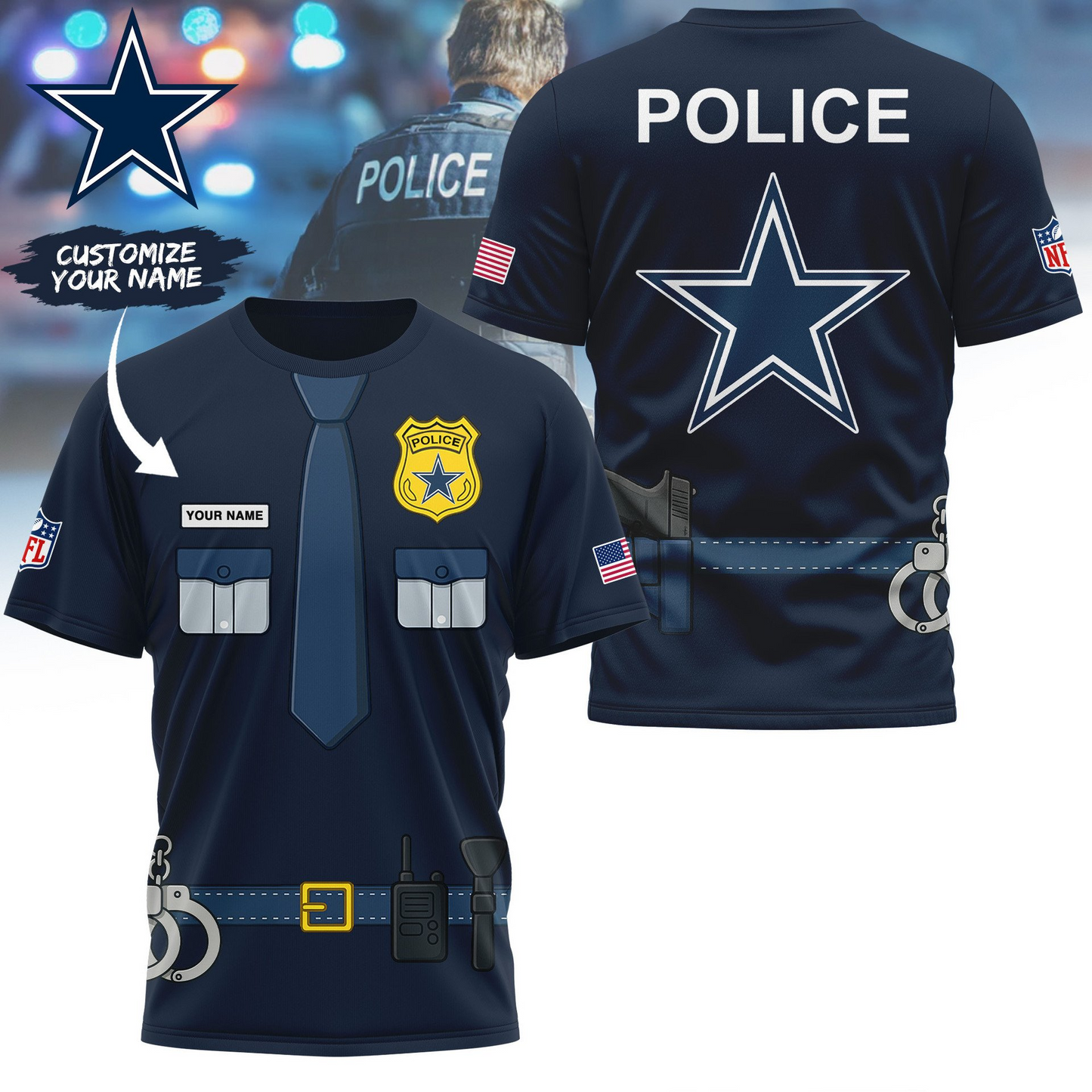 Premium NFL DAL Police Office Costume Shirt V1 NMD TTV