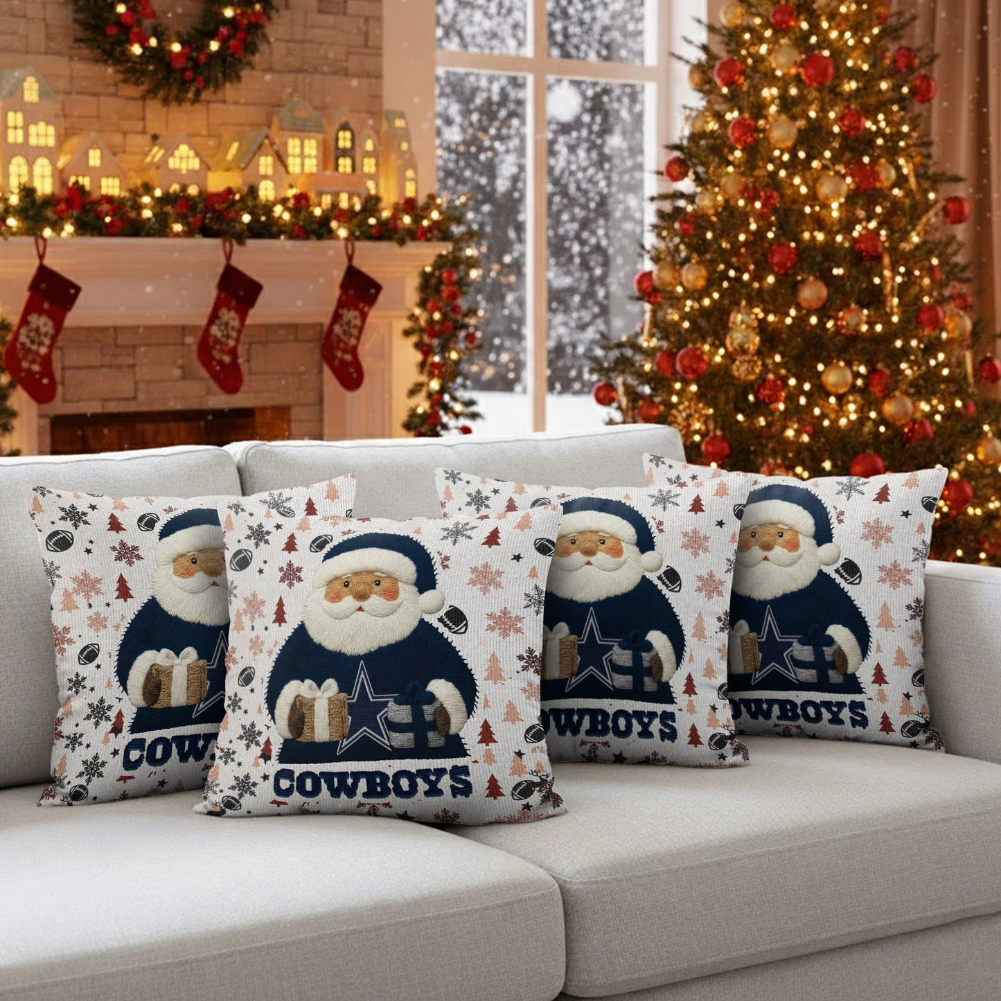 Premium NFL DAL Santa Christmas Pillow V1 NMD TTV