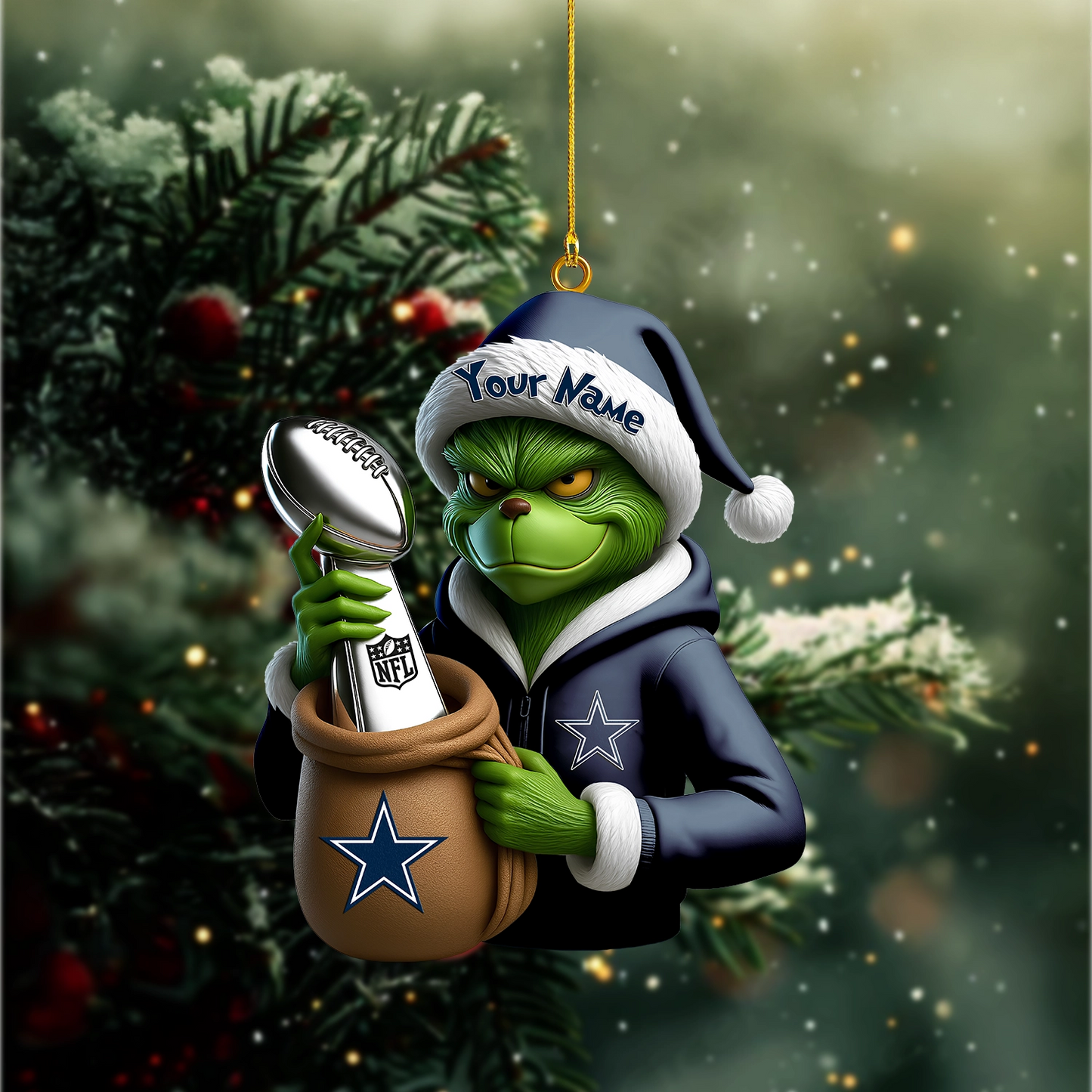 Premium NFL DAL x The Grinch Christmas Ornament V1 NMD TTV