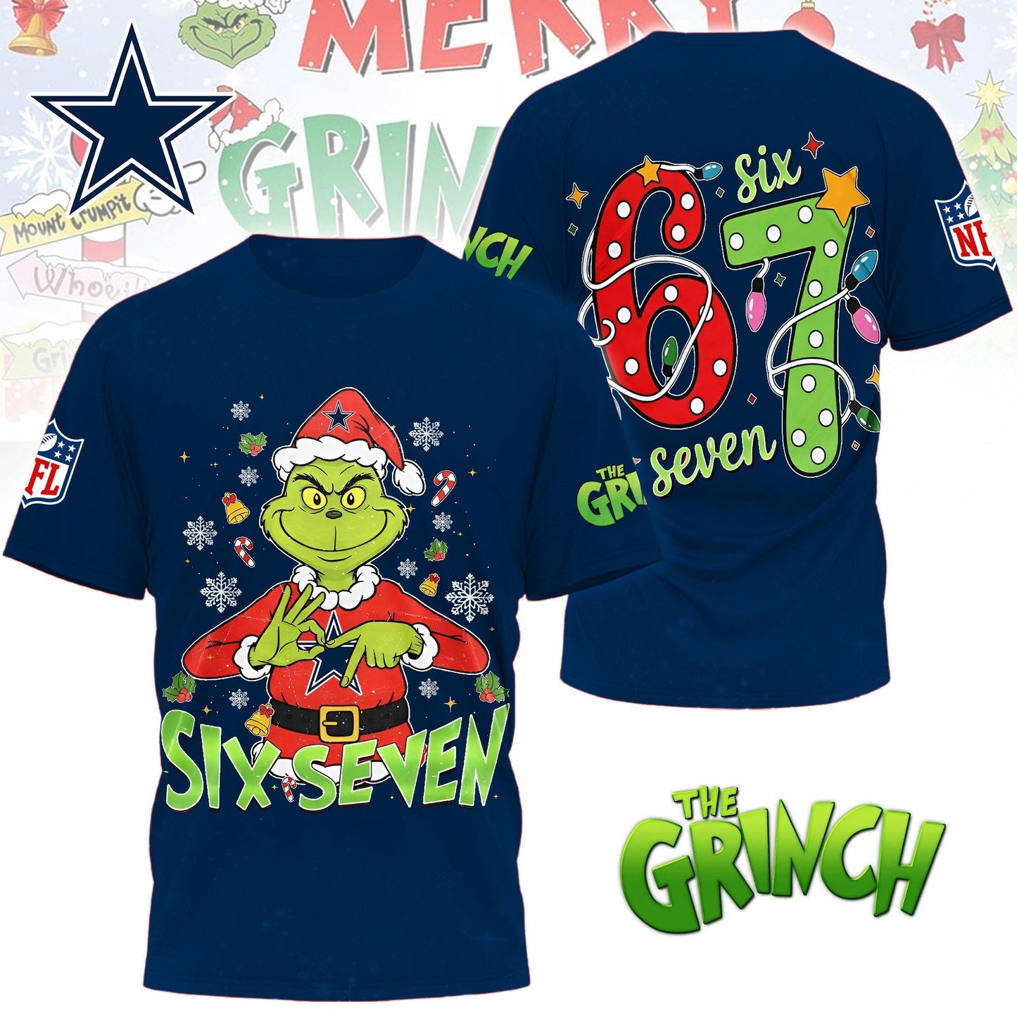 Premium NFL DAL x The Grinch Six Seven T-shirt V14 NMD NHM