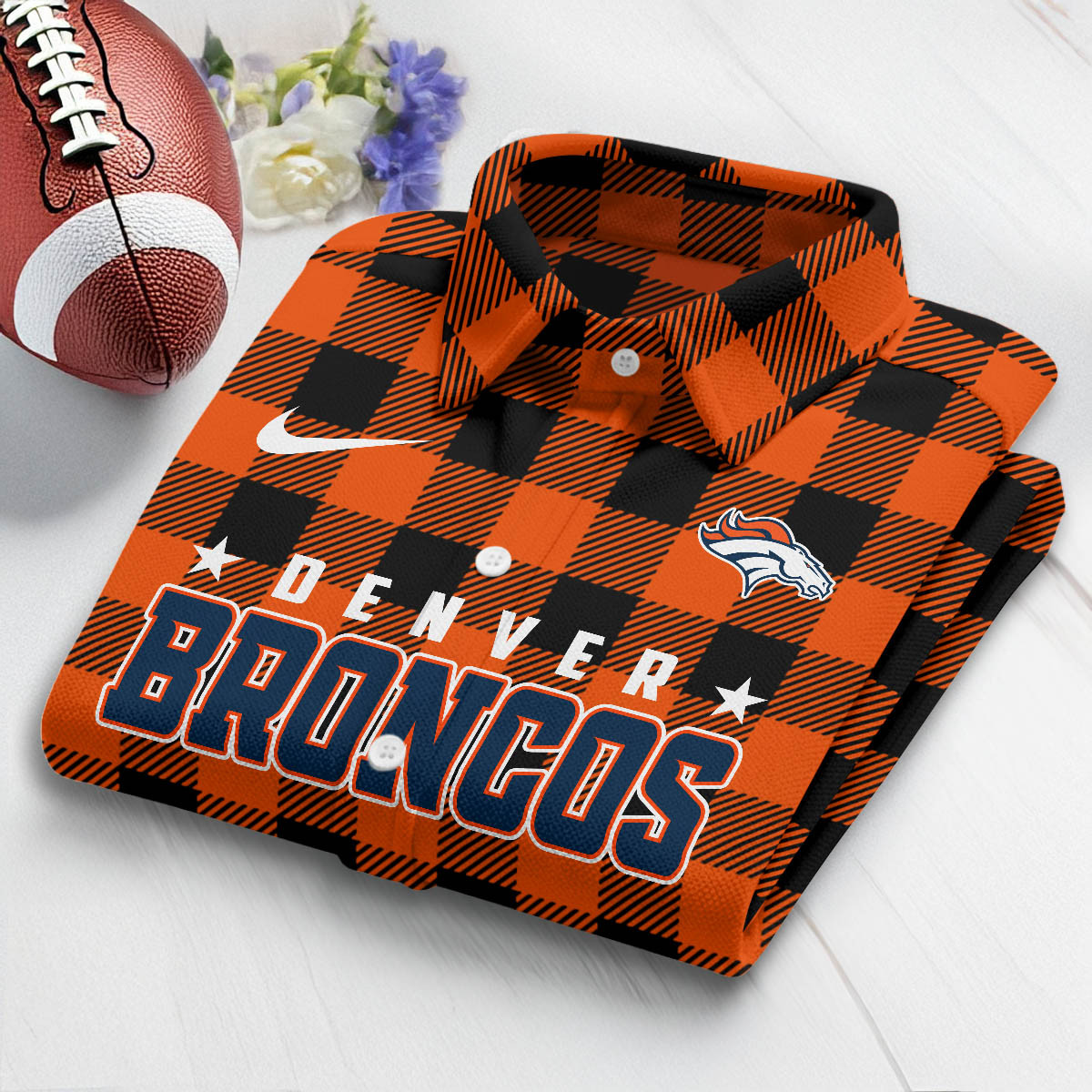 Premium NFL DEN Check Long-sleeve Casual Shirt V1 NMD TTV