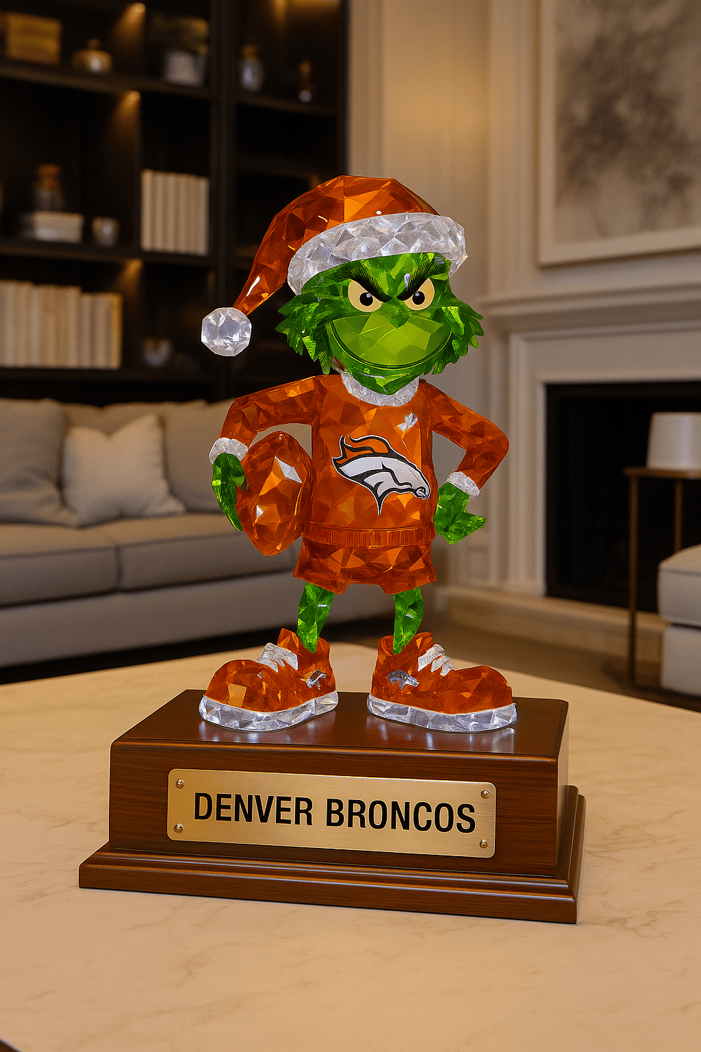 Premium NFL DEN Crystal Style Desktop Ornament V1 NMD  TTV