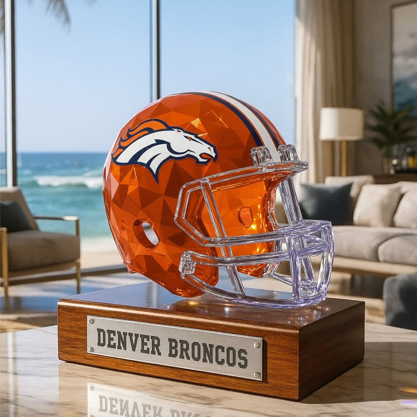 Premium NFL DEN Crystal Style Desktop Ornament V1 NMD  TTV