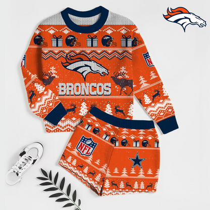 Premium NFL DEN Holiday Sweatshirt & Shorts Set V1 NMD TTV