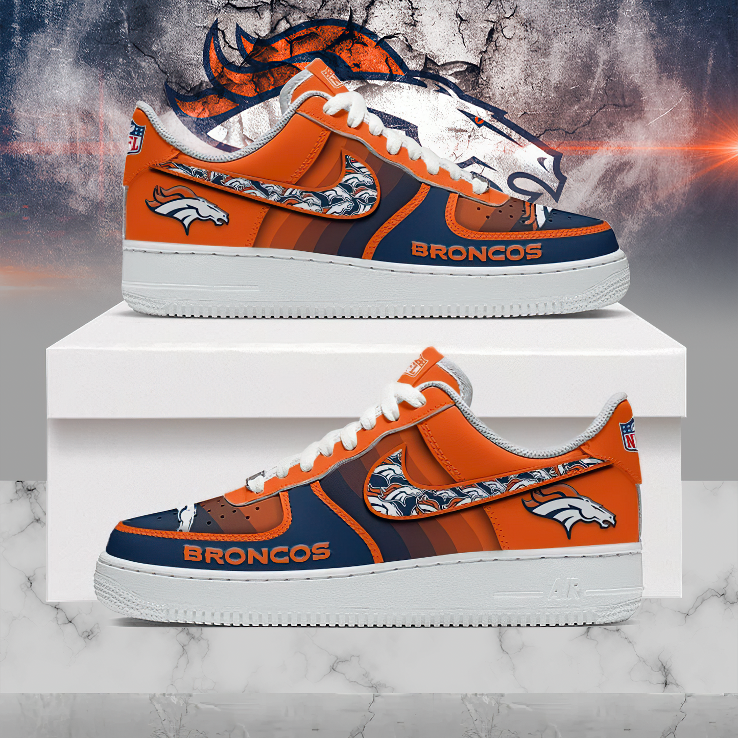 Premium NFL DEN Multicolor AF1 Sneaker V1 NMD25 TTV