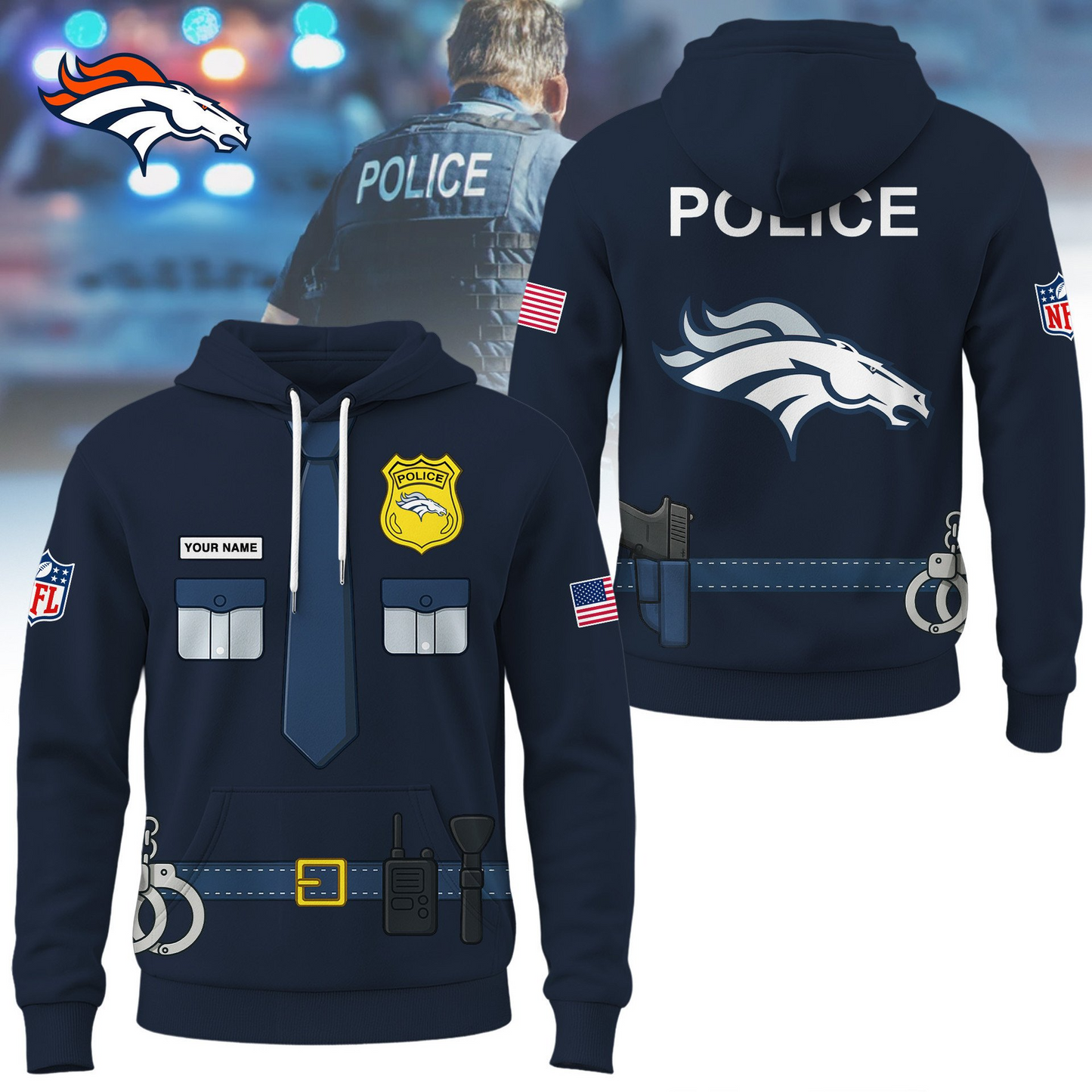 Premium NFL DEN Police Office Costume Shirt V1 NMD TTV
