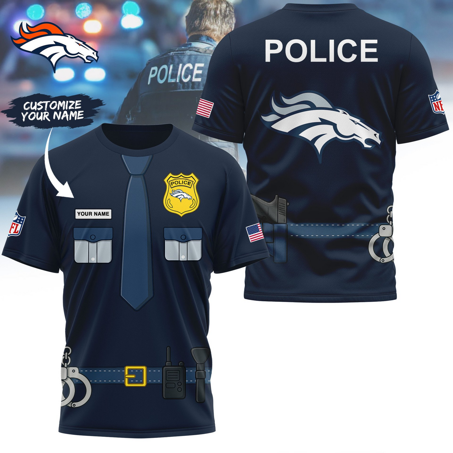 Premium NFL DEN Police Office Costume Shirt V1 NMD TTV