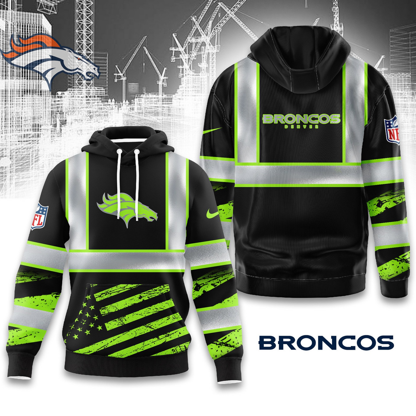 Premium NFL DEN Safety Hi-Vis Hoodie V1 NMD TTV