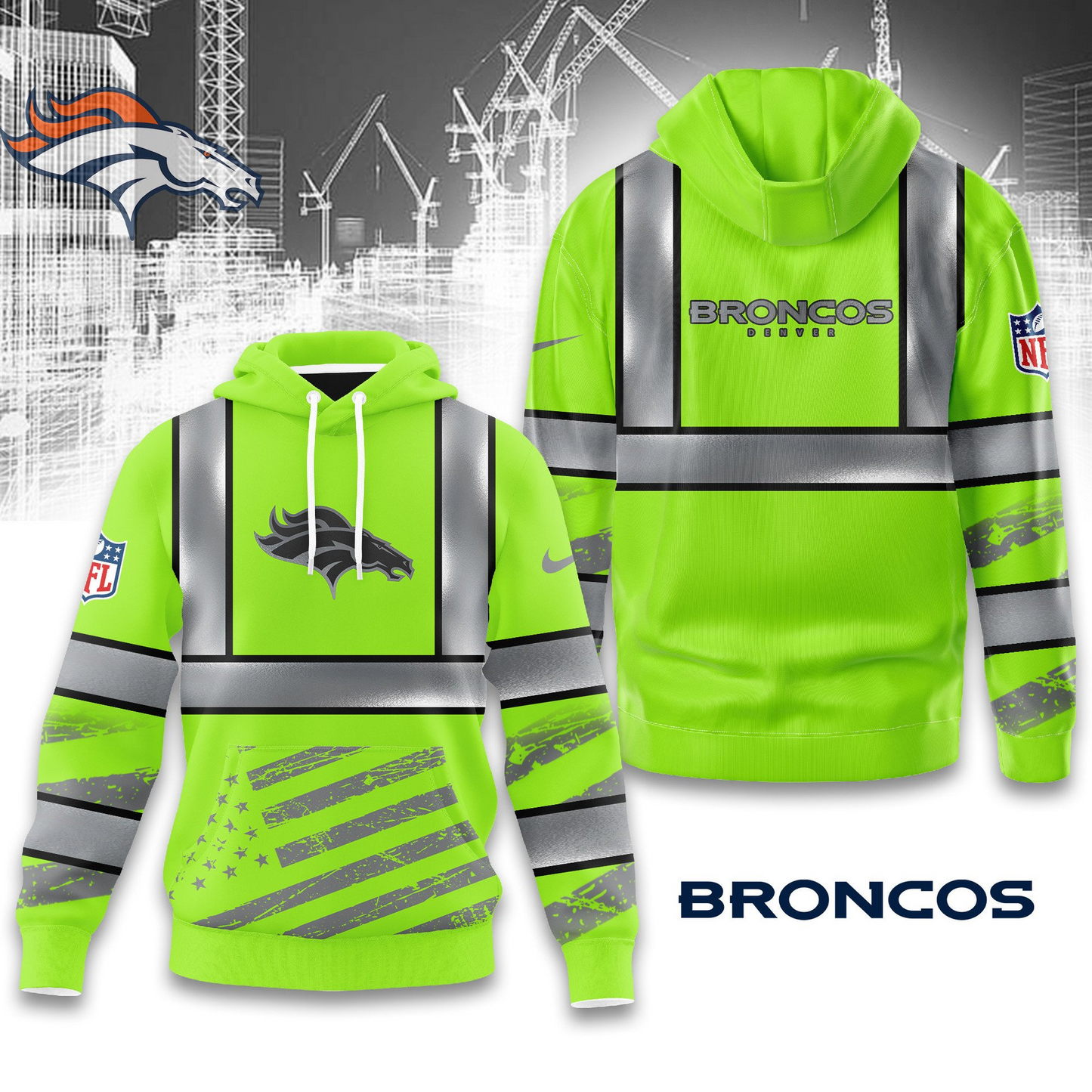 Premium NFL DEN Safety Hi-Vis Hoodie V1 NMD TTV