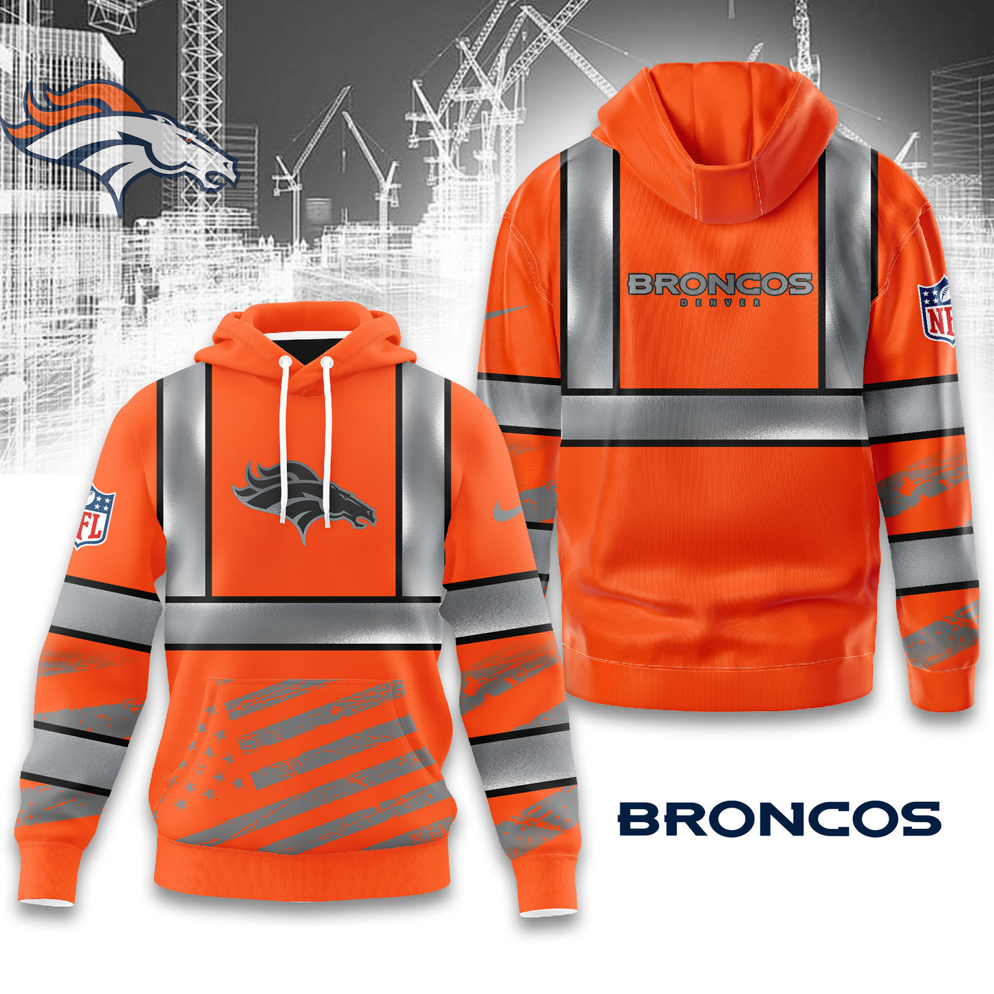 Premium NFL DEN Safety Hi-Vis Hoodie V1 NMD TTV