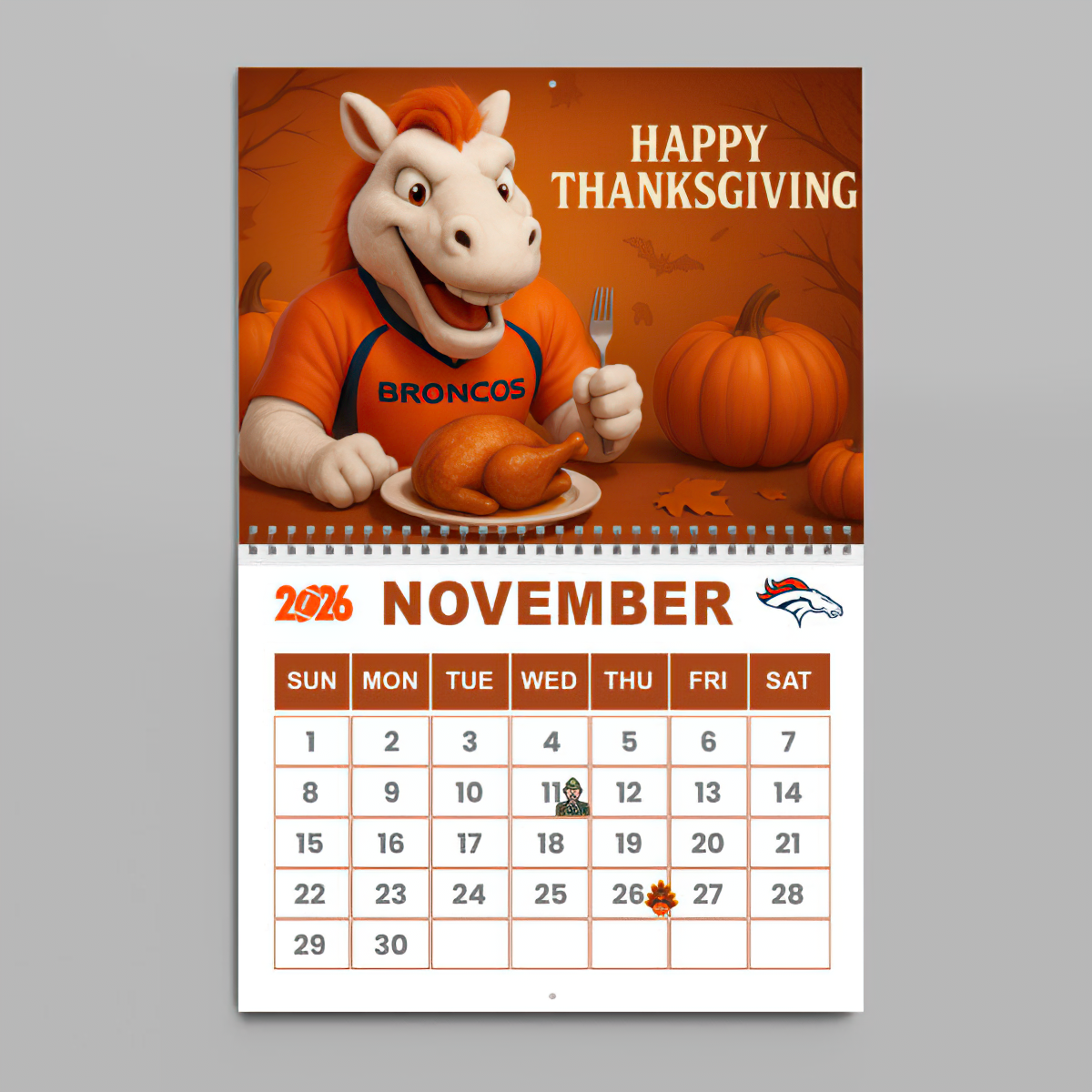 Premium NFL DEN Wall Calendar 2026 V1 NMD TTV