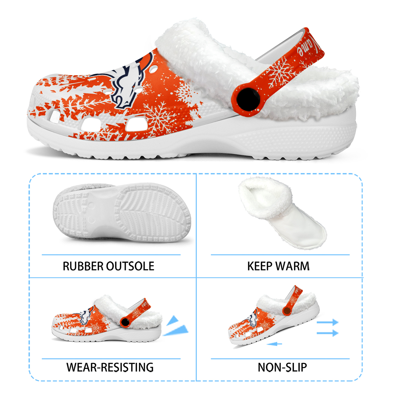 Premium NFL DEN Winter Fleece Clogs V1 NMD TTV