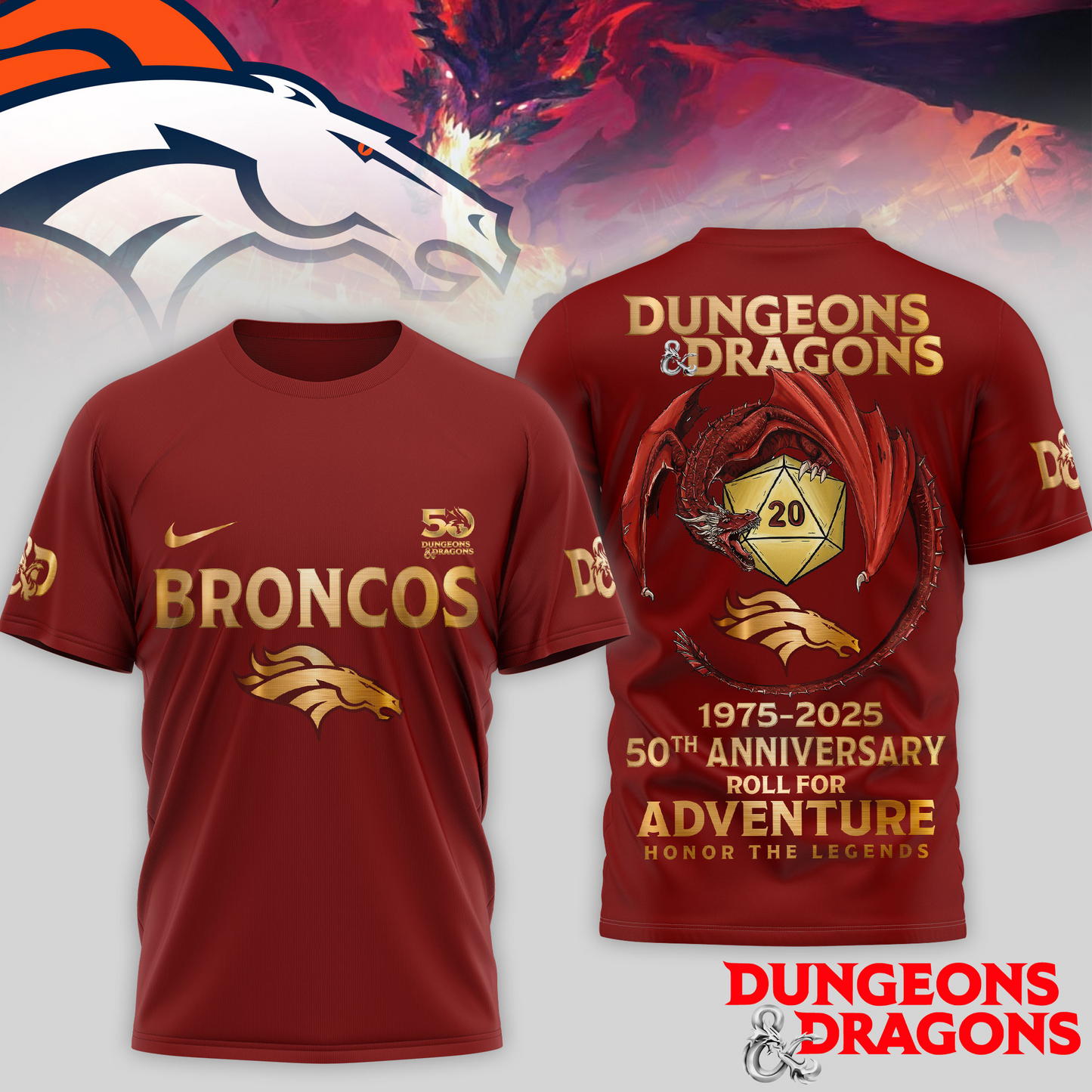 Premium NFL DEN x Dungeons And Dragons 50th Anniversary Shirt V15 NMD TTV