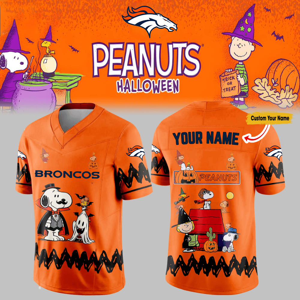 Premium NFL DEN x PEA Halloween V-neck Short Sleeve Jersey V1 NMD TTV