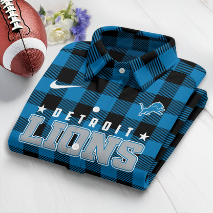 Premium NFL DET Check Long-sleeve Casual Shirt V1 NMD TTV