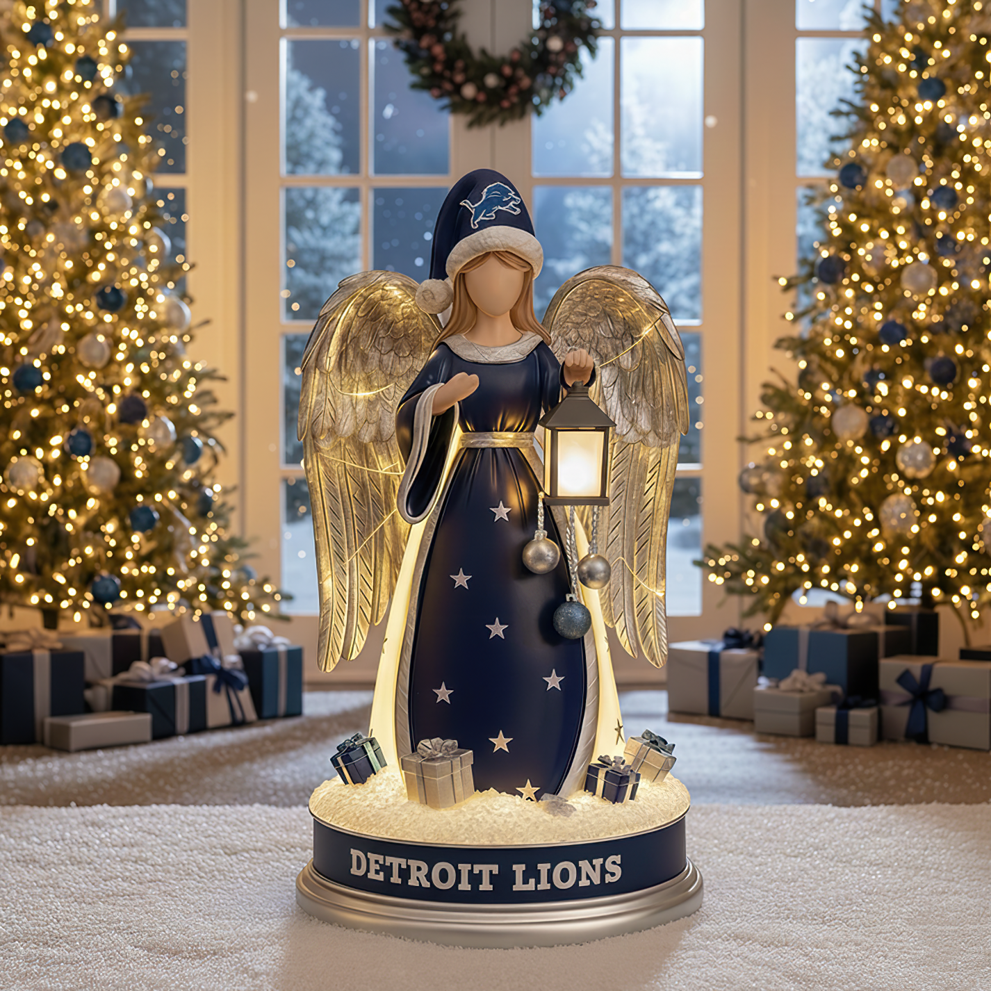 Premium NFL DET Christmas Angel Statue Led Light V1 NMD TTV