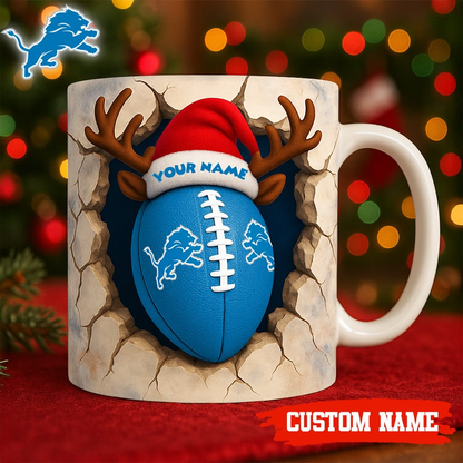 Premium NFL DET Christmas Football Ceramic Mug V2 NMD TTV