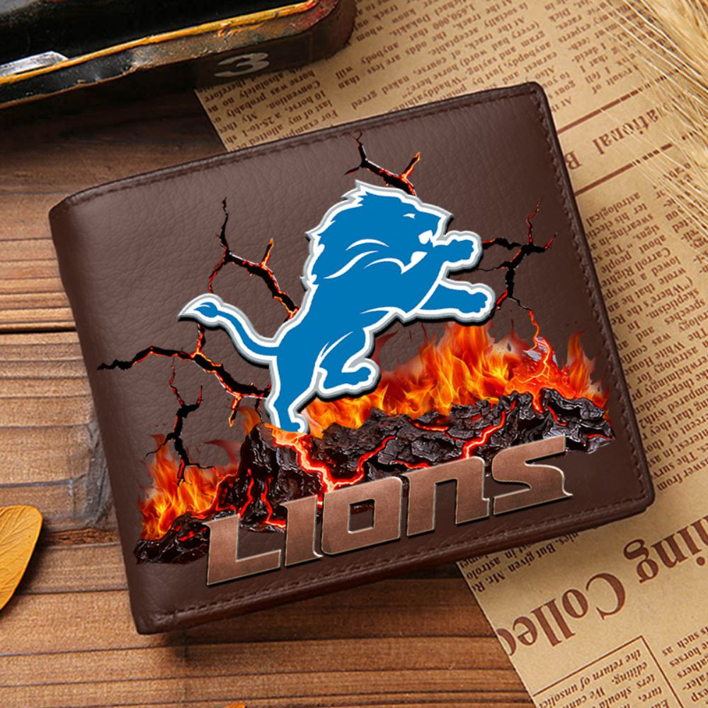 Premium NFL DET Cracked Fire Leather Wallet V1 NMD TTV