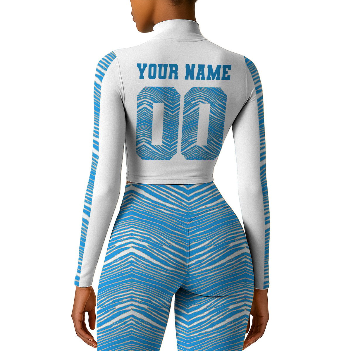 Premium NFL DET Long-Sleeve Crop Top Sports Jacket and Leggings V1 NMD TTV