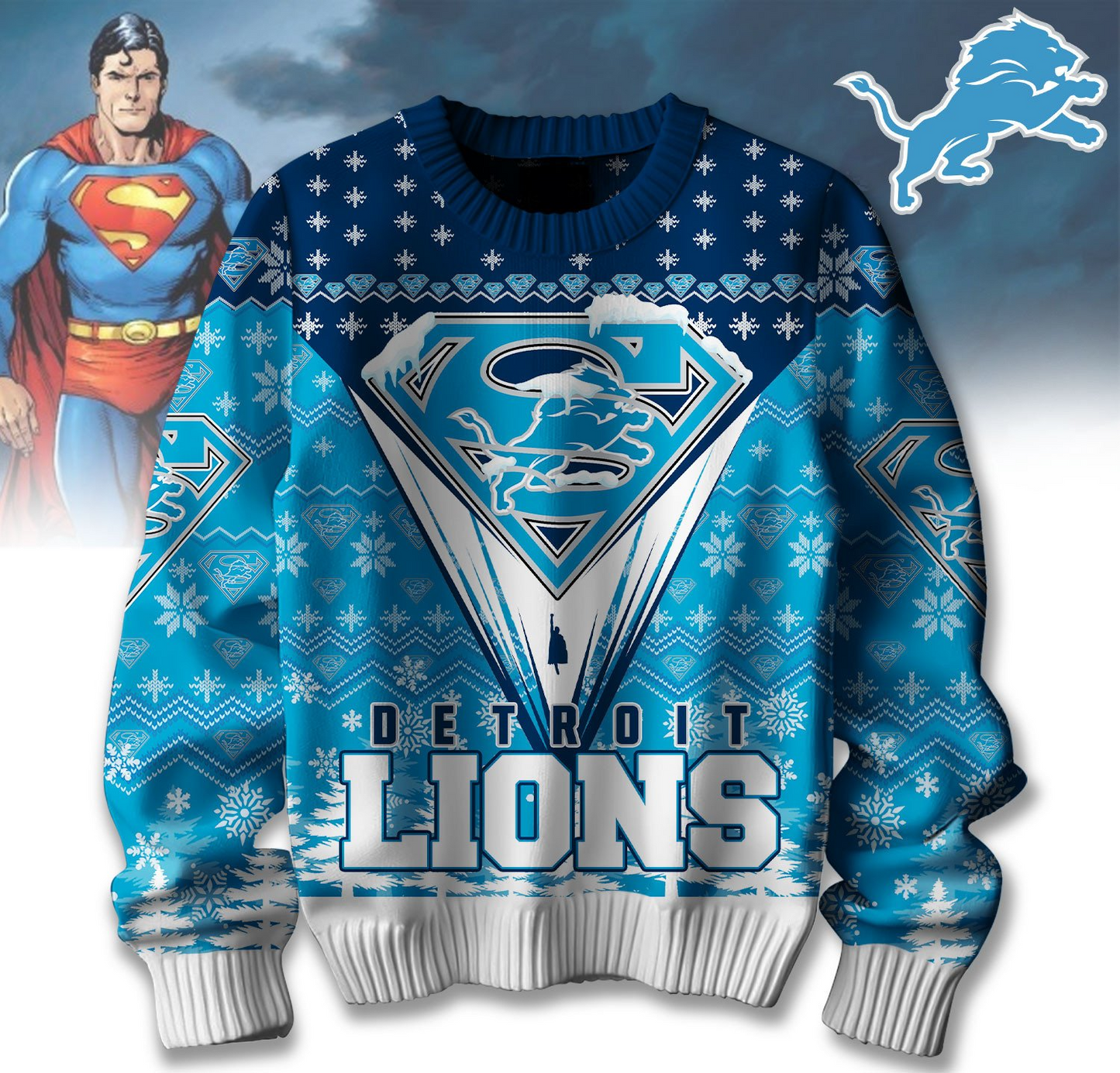 Premium NFL DET Merry Super Christmas Sweater V1 NMD TTV
