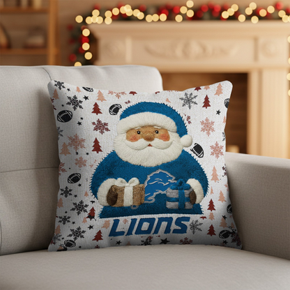 Premium NFL DET Santa Christmas Pillow V1 NMD TTV