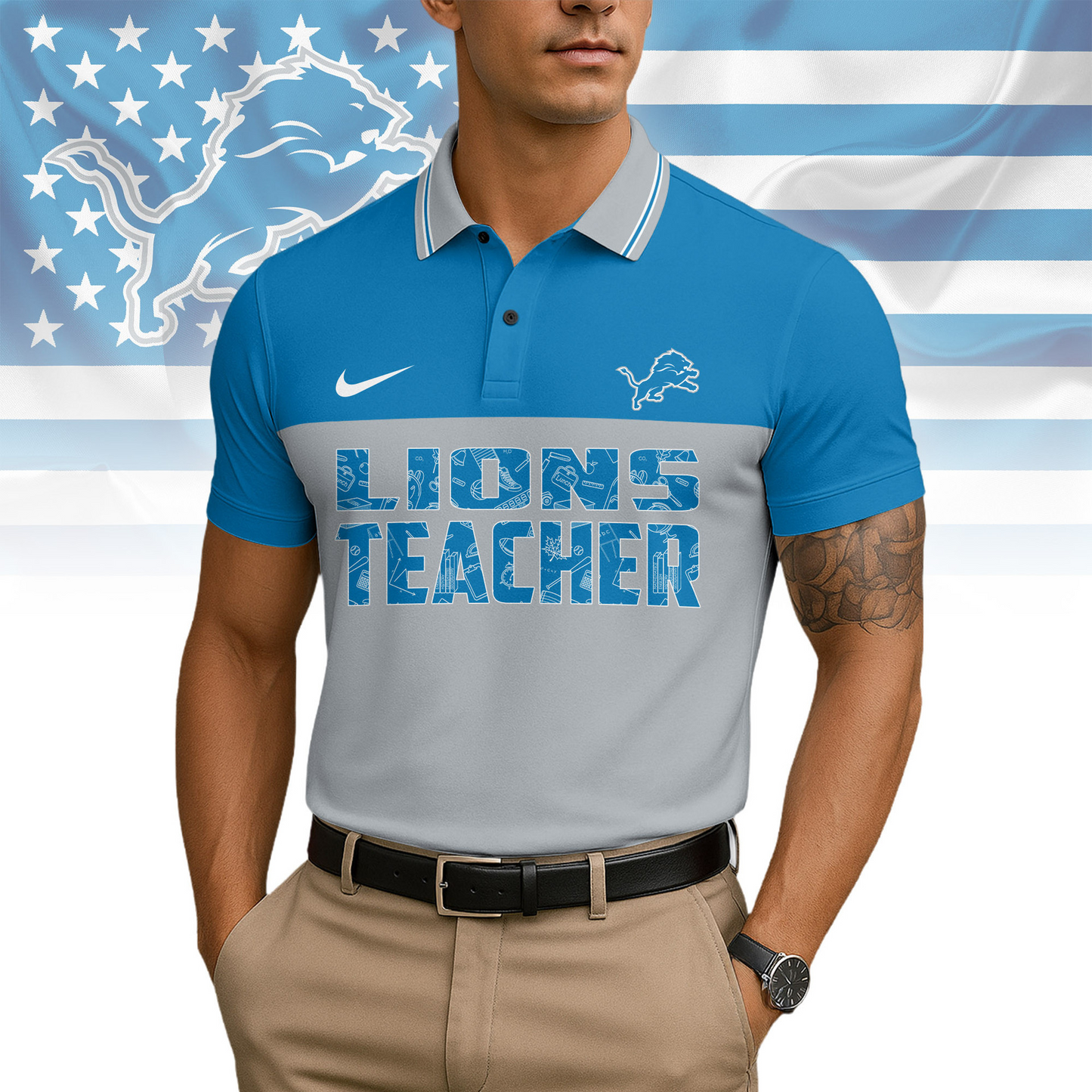 Premium NFL DET Teacher Appreciation Polo Shirt V15 NMD TTV