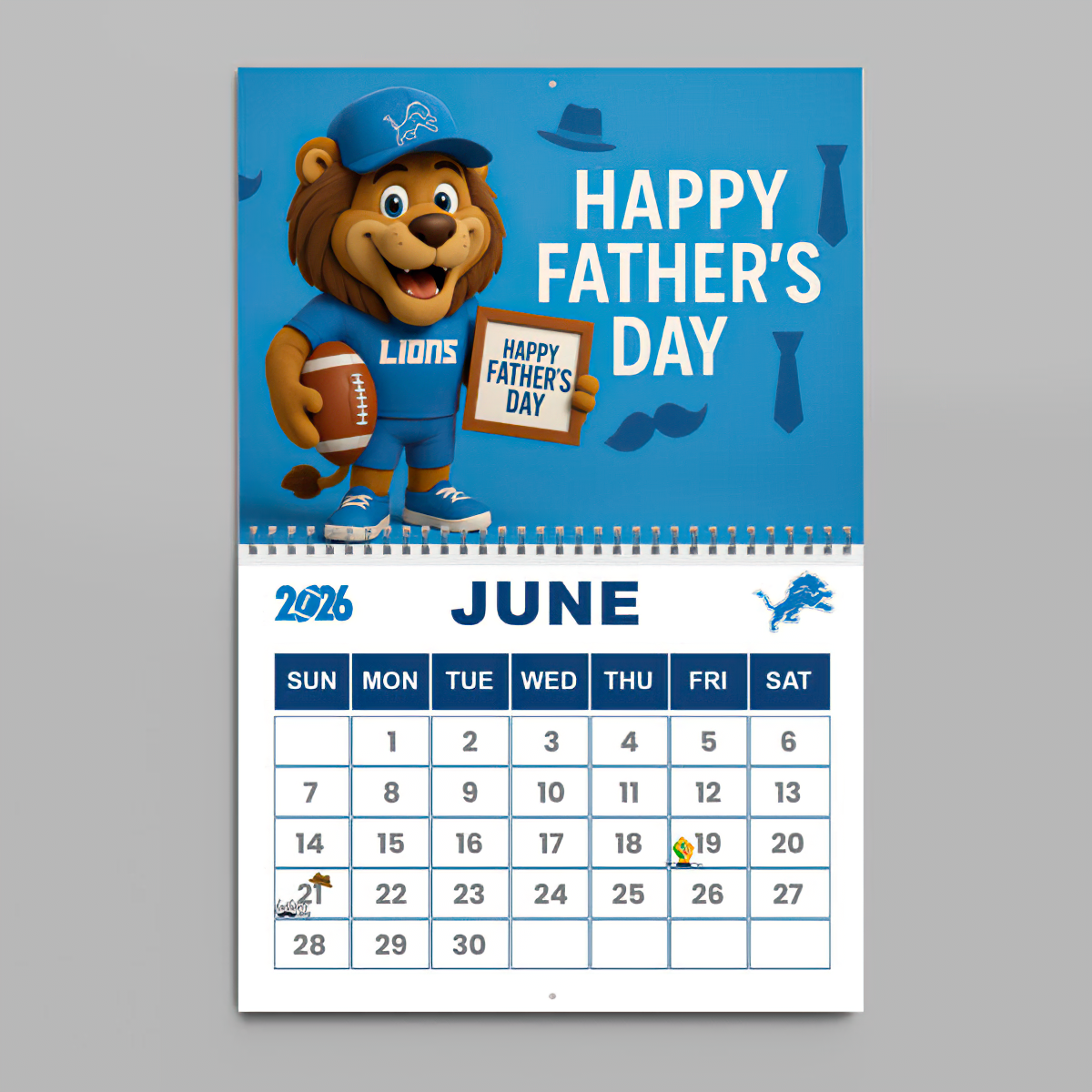 Premium NFL DET Wall Calendar 2026 V1 NMD TTV