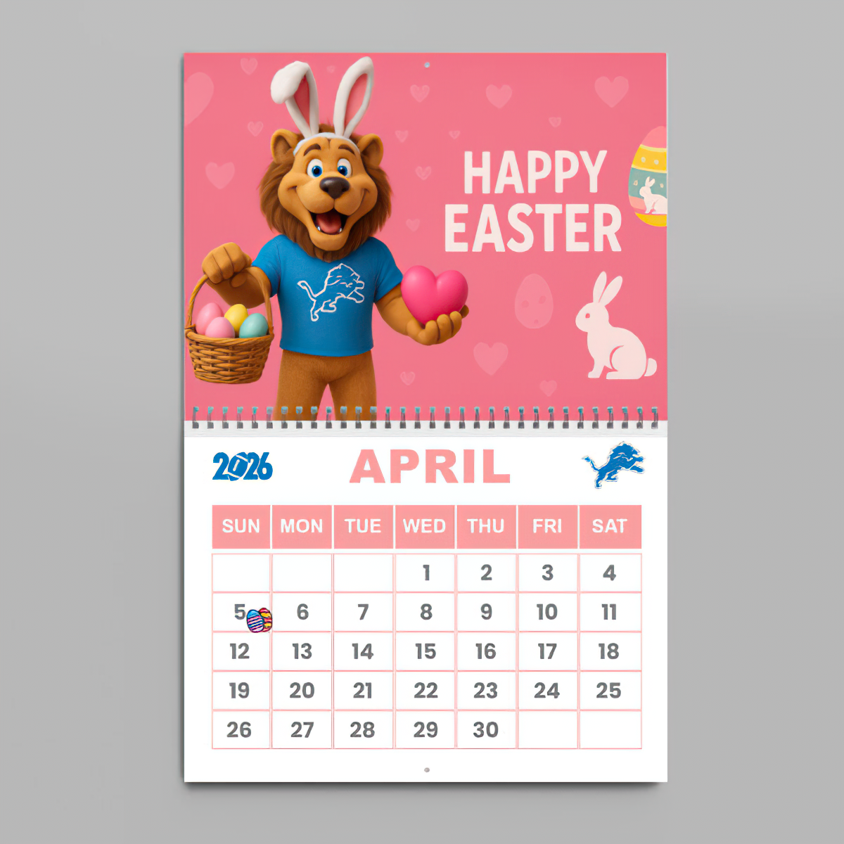 Premium NFL DET Wall Calendar 2026 V1 NMD TTV