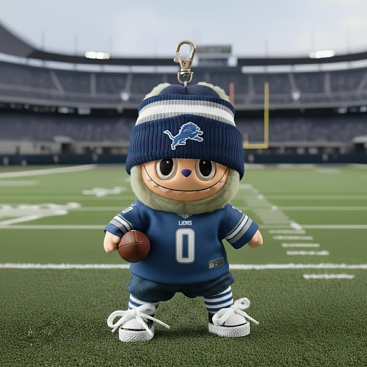 Premium NFL DET x Labubu Mini Plush Keychain V1 NMD TTV