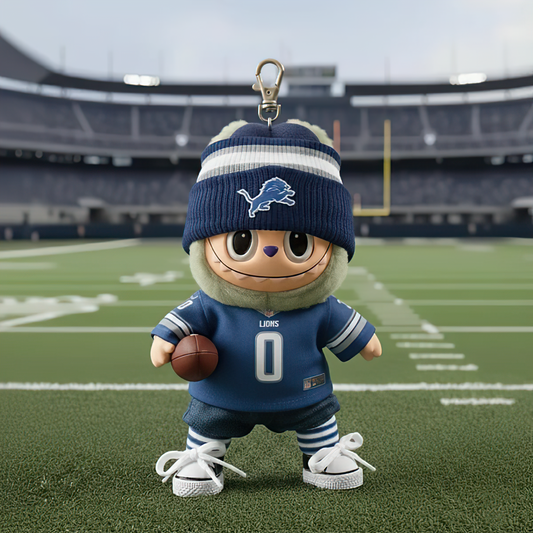 Premium NFL DET x Labubu Mini Plush Keychain V1 NMD TTV
