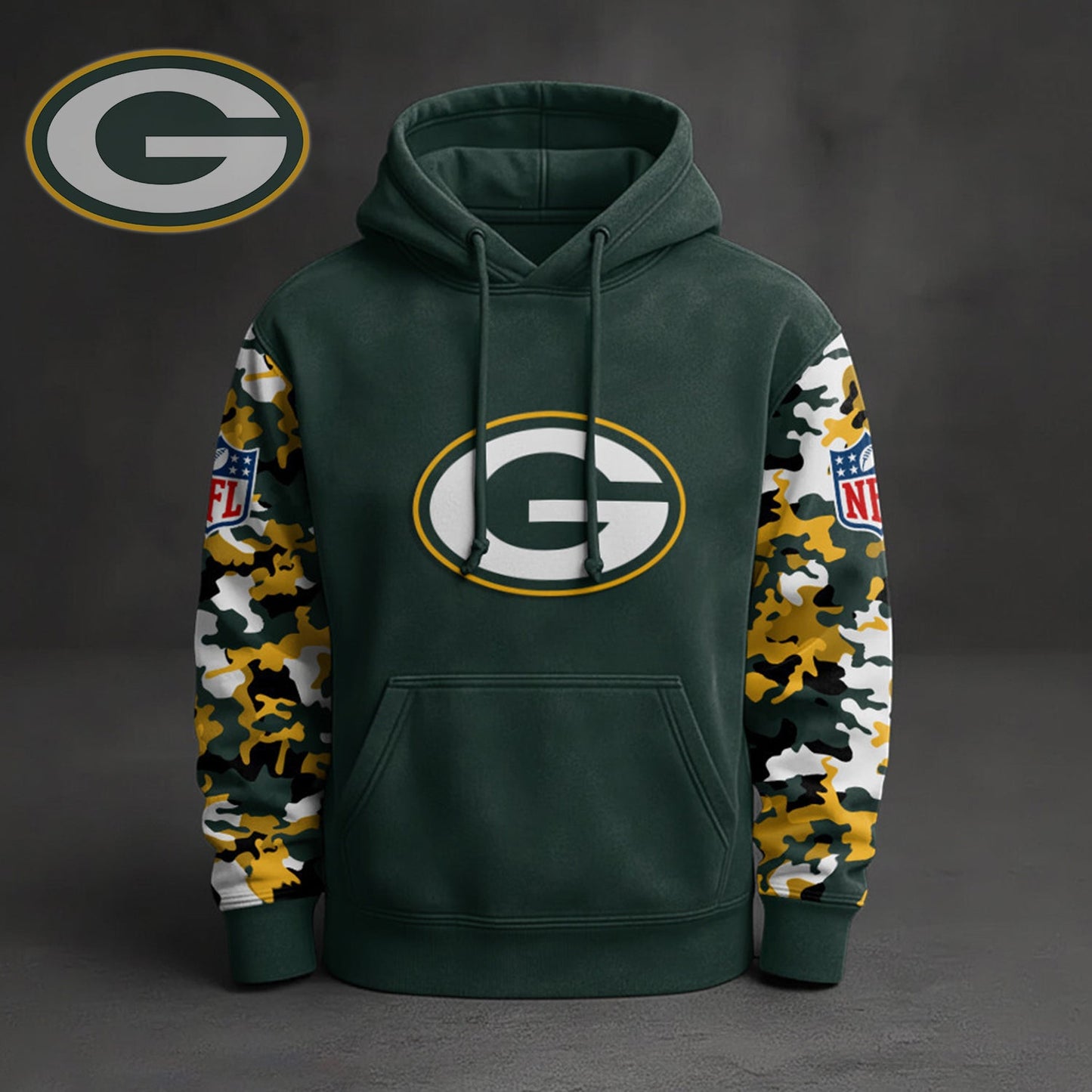 Premium NFL GB Camo Arm Pullover Hoodie V1 NMD NHM