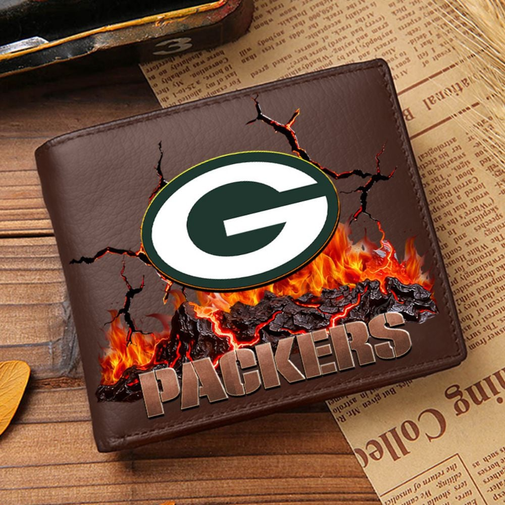 Premium NFL GB Cracked Fire Leather Wallet V1 NMD TTV