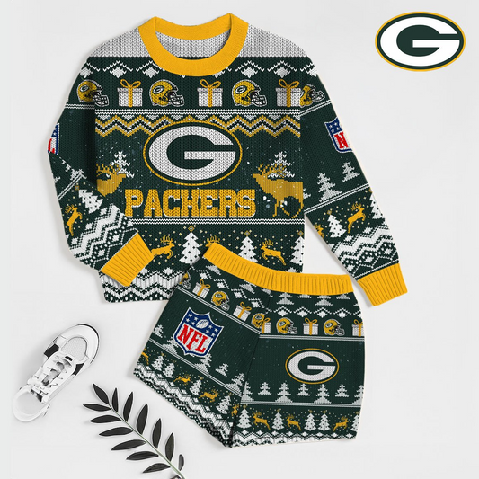 Premium NFL GB Holiday Sweatshirt & Shorts Set V1 NMD TTV