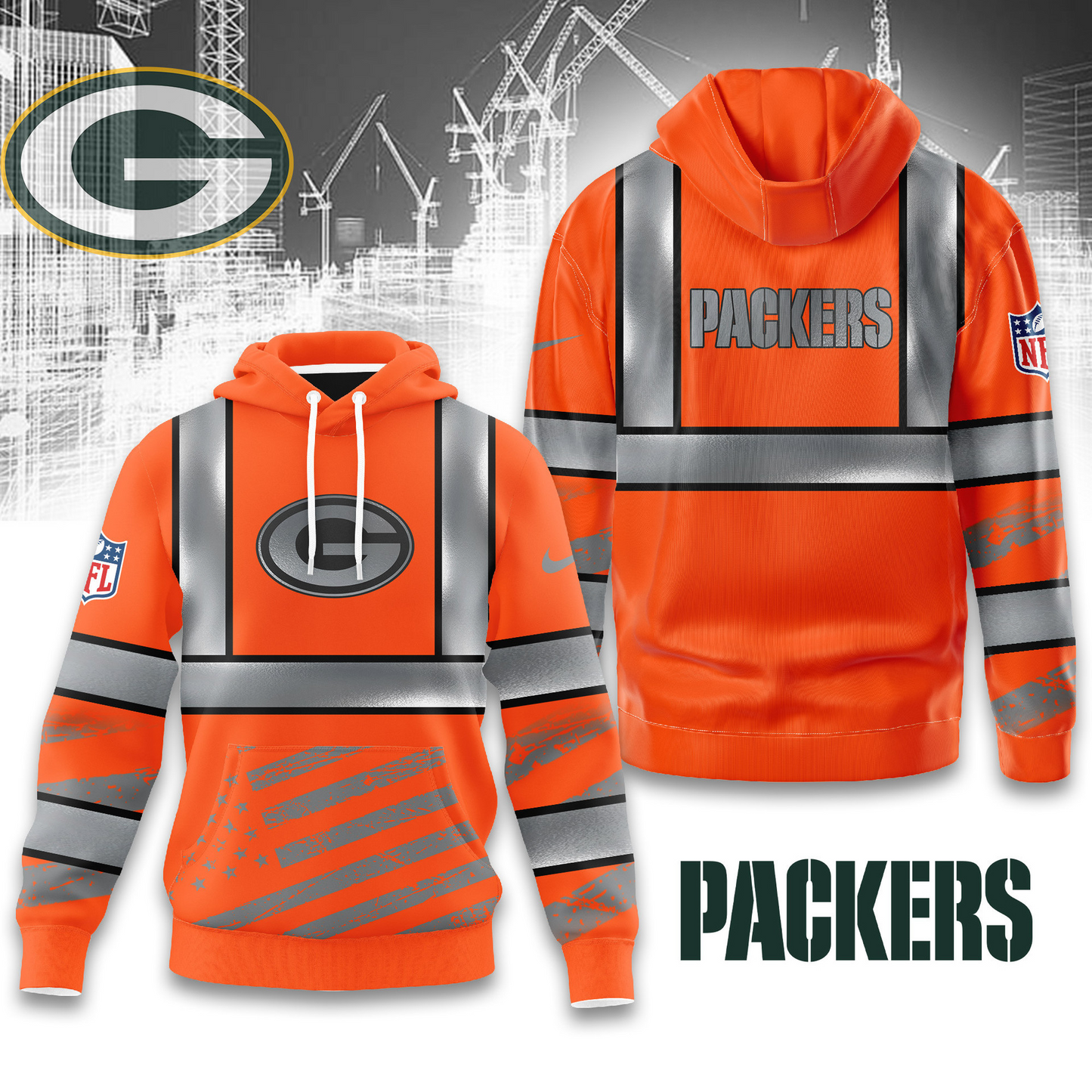 Premium NFL GB Safety Hi-Vis Hoodie V1 NMD TTV