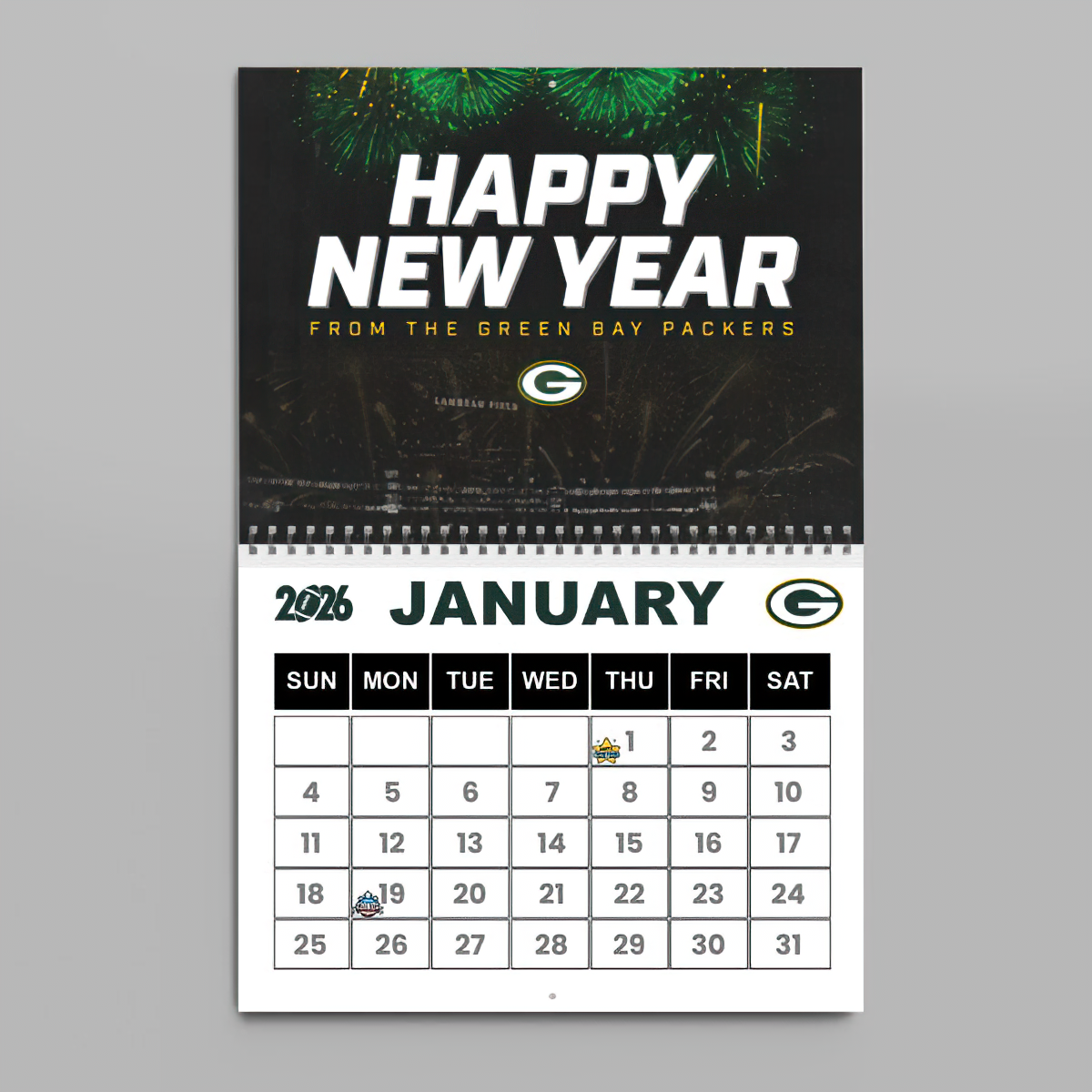 Premium NFL GB Wall Calendar 2026 V1 NMD TTV