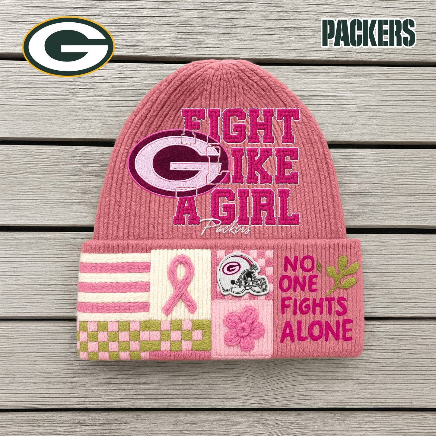 Premium NFL GB x Fight Like A Girl Beanie Hat NDT NHM