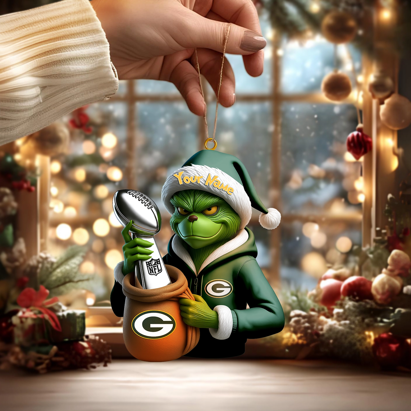 Premium NFL GB x The Grinch Christmas Ornament V1 NMD TTV