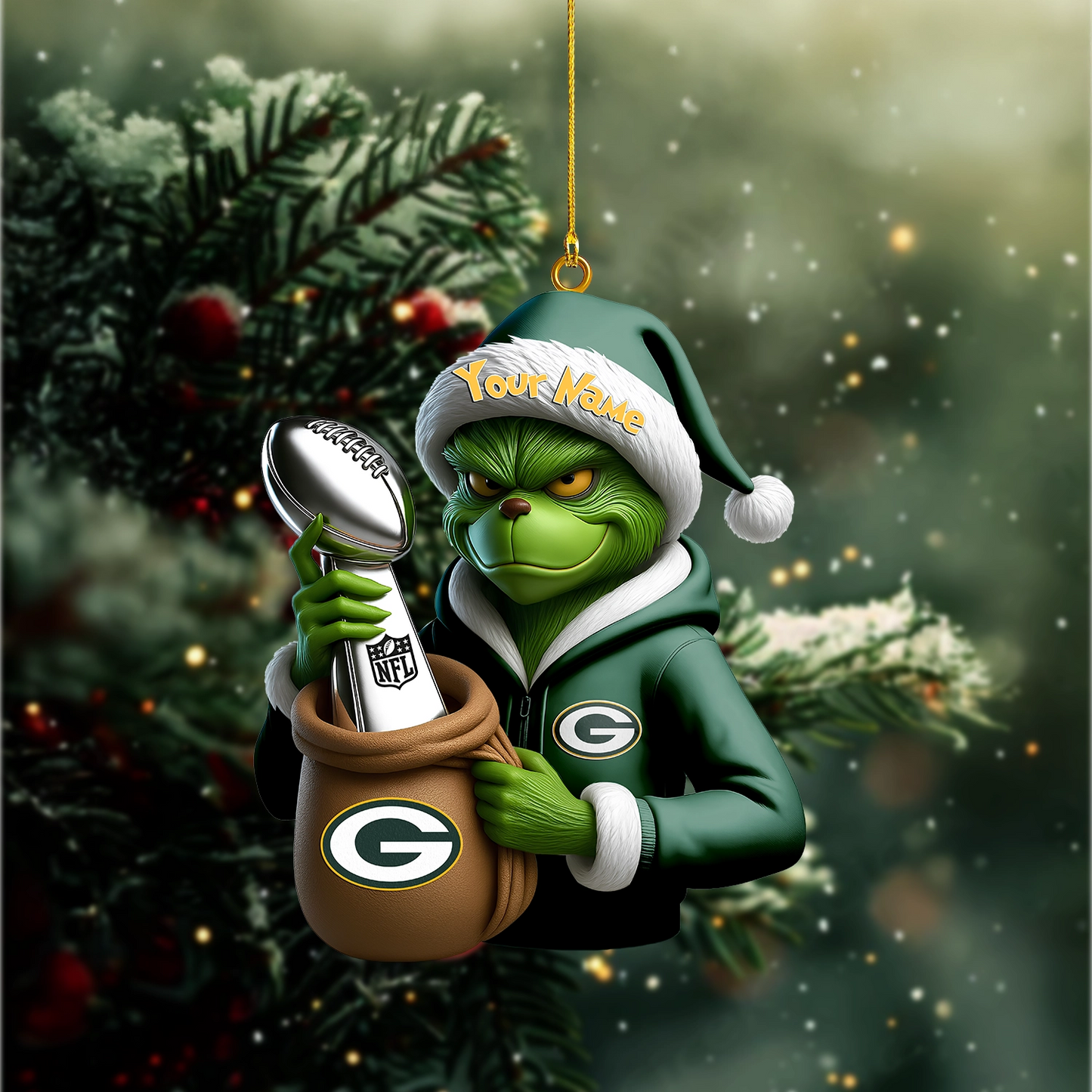 Premium NFL GB x The Grinch Christmas Ornament V1 NMD TTV