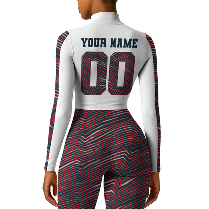 Premium NFL HOU Long-Sleeve Crop Top Sports Jacket and Leggings V1 NMD TTV